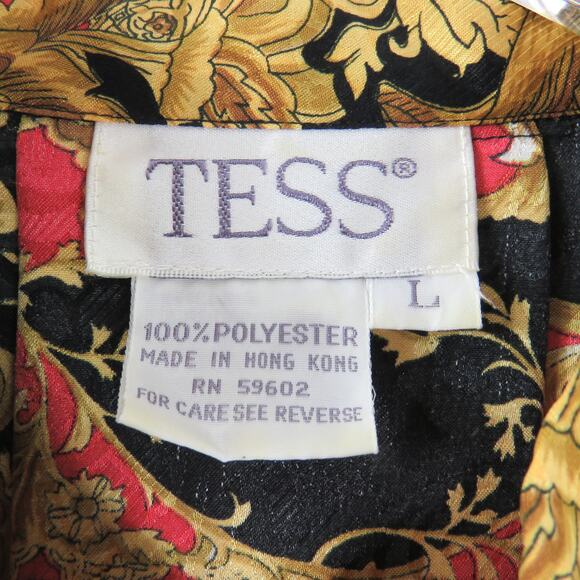 Tess Vintage Blouse Gold Black and Red Regal Button Down Blouse Large Gaudy Glam - Picture 3 of 5